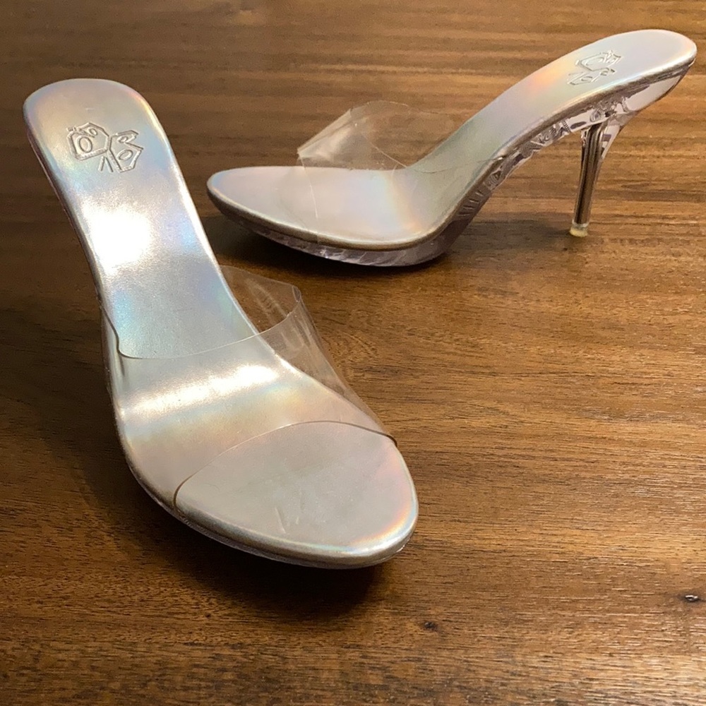 Clear Heeled Mule Sandals